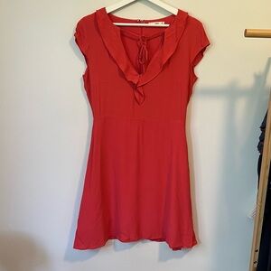 Mango Red Frilly Mini Dress